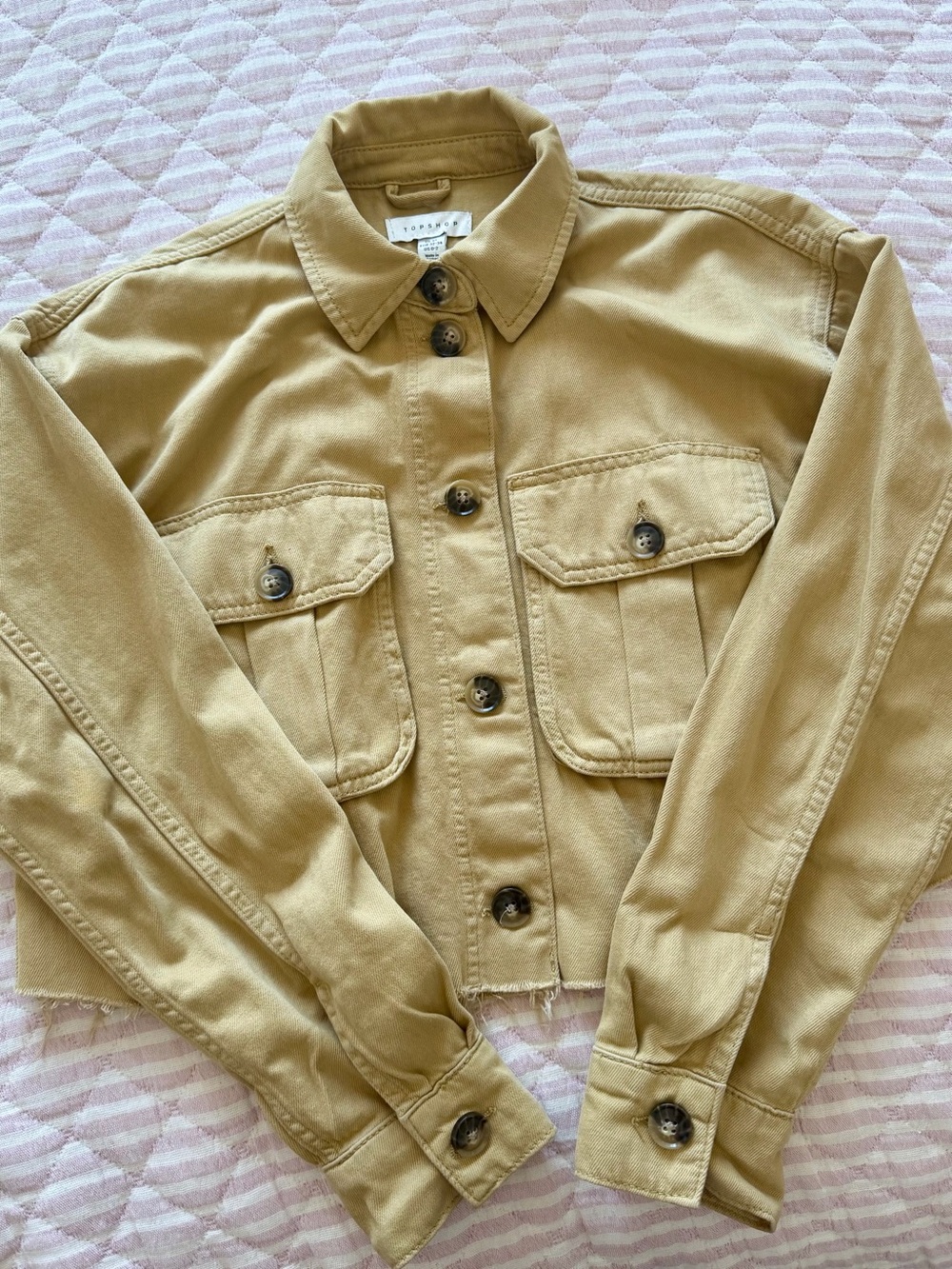 Topshop Tan Crop Utility Jacket